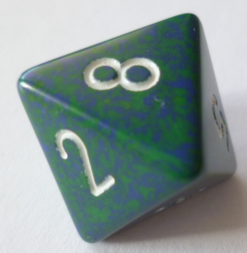 Würfel D08 (8 seitig) - speckled grün/blau