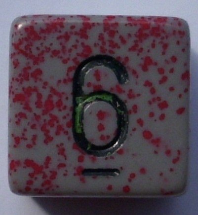 Würfel D06 (6 seitig) - speckled grau/rot