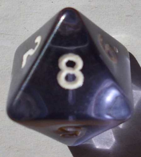 Würfel D08 (8 seitig) - transparent grau/blau