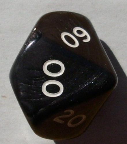 Würfel D10 (10 seitig 00-90) - marmoriert schwarz
