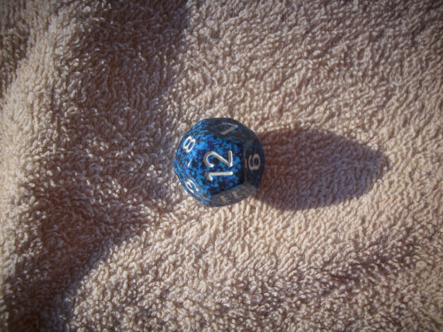 Würfel D12 (12 seitig) - speckled blau/braun