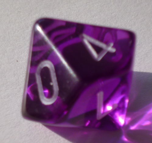 Würfel D8 (8 seitig 1-8) - transparent lila